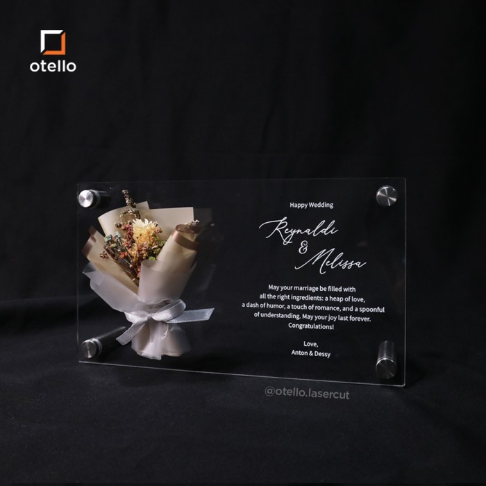 Custom Acrylic Bouquet Flower | Wedding Gift Hadiah Kado Pernikahan Unik Kustom Bunga Frame Tulisan