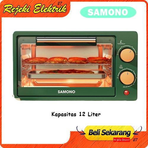 Samono Oven Listrik Mini Microwave Elektrik 12 Liter - Kontrol Timer Pemanas Tabung Ganda Oven Multifungsi - Tutup Kaca