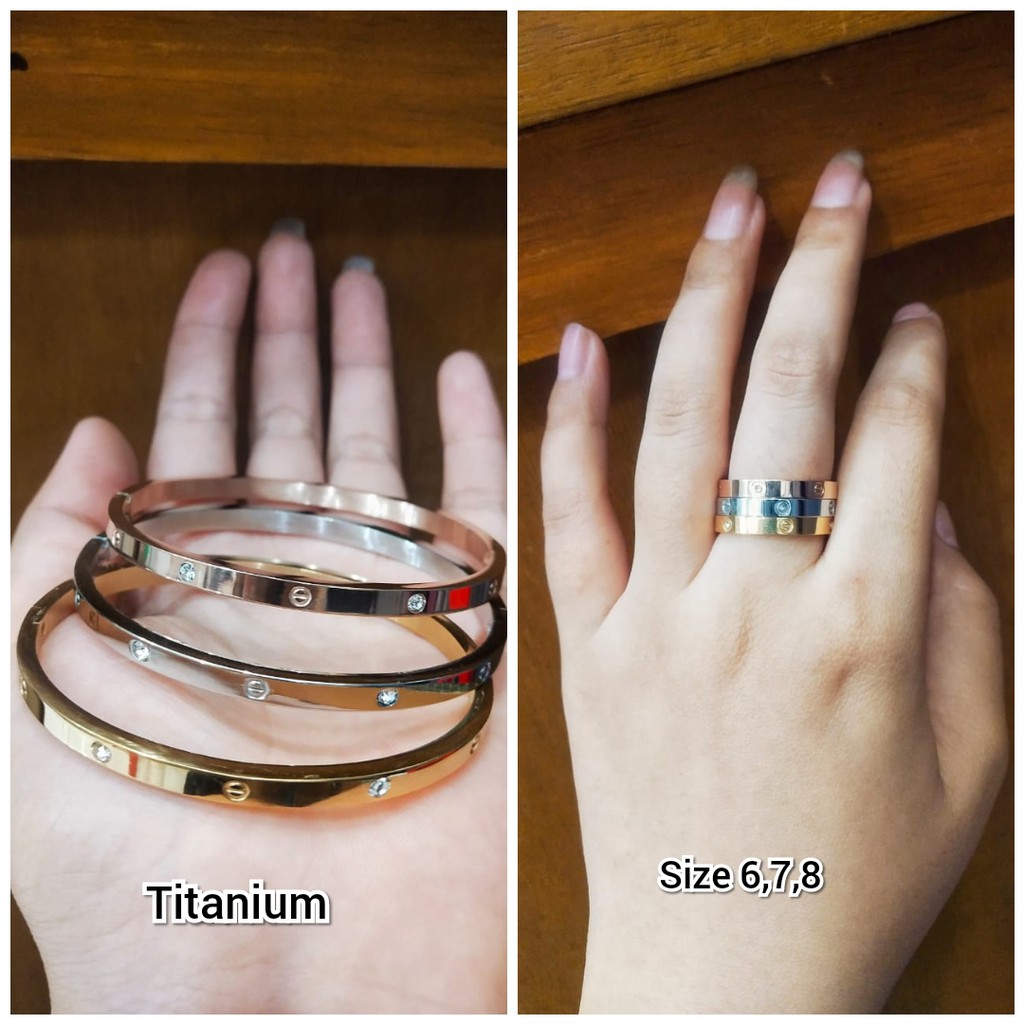 Gelang Dewasa Free Cincin kombinasi isi 3 pcs Titanium Steinless Stell Anti Karat (COD)