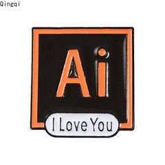 Bros Pin Enamel Desain Programmer AI PS I Love You Untuk Kerah