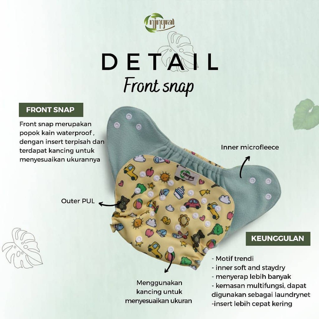 Ningrat Clodi Front Snap - Insert Popok Kain Cuci Ulang Tipe Kancing Cloth Diapers dari Newborn