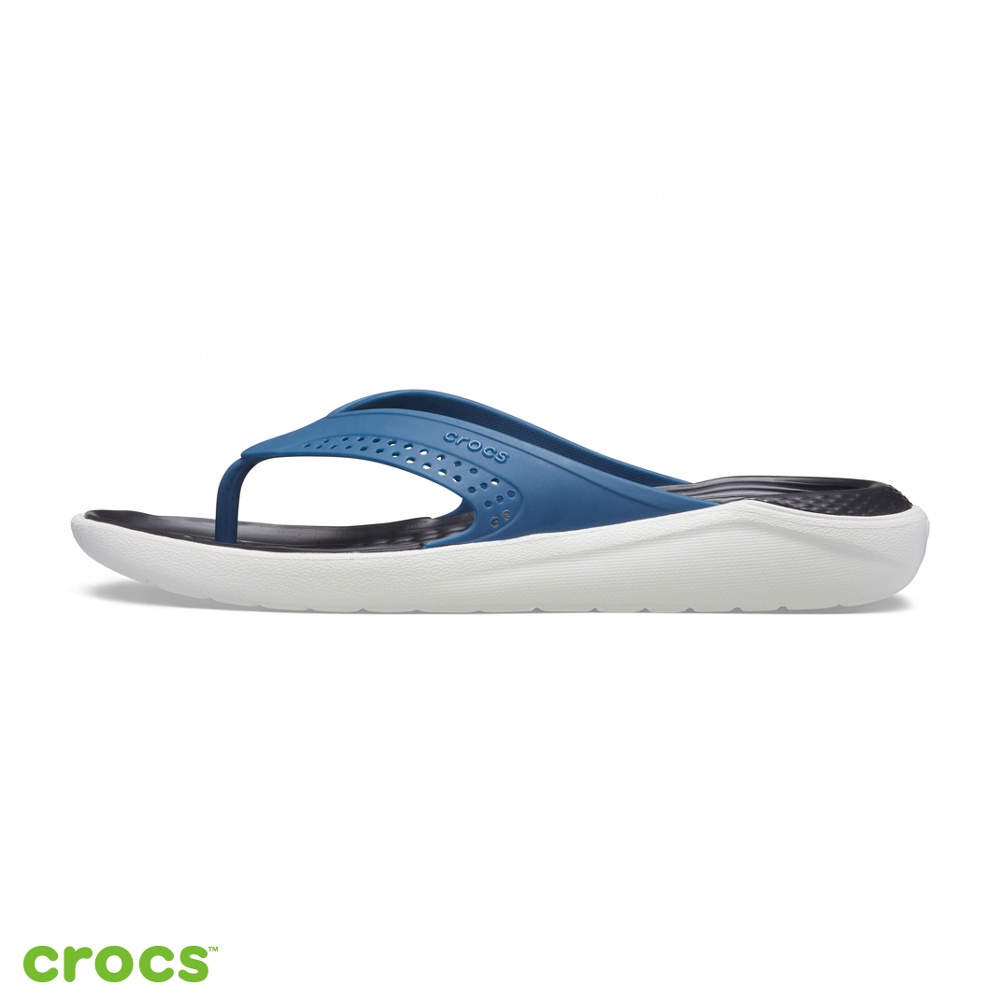 Crocs Literide Flip / Unisex Sandal / Sandal Pria dan Wanita / Sendal Anti Air - Black Blue 205182-4SB