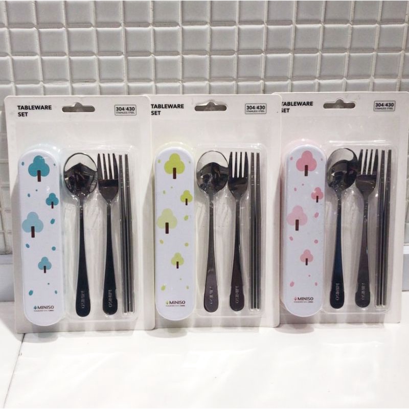 MINISO TREE CUTLERY SET / SENDOK GARPU SUMPIT GAMBAR POHON