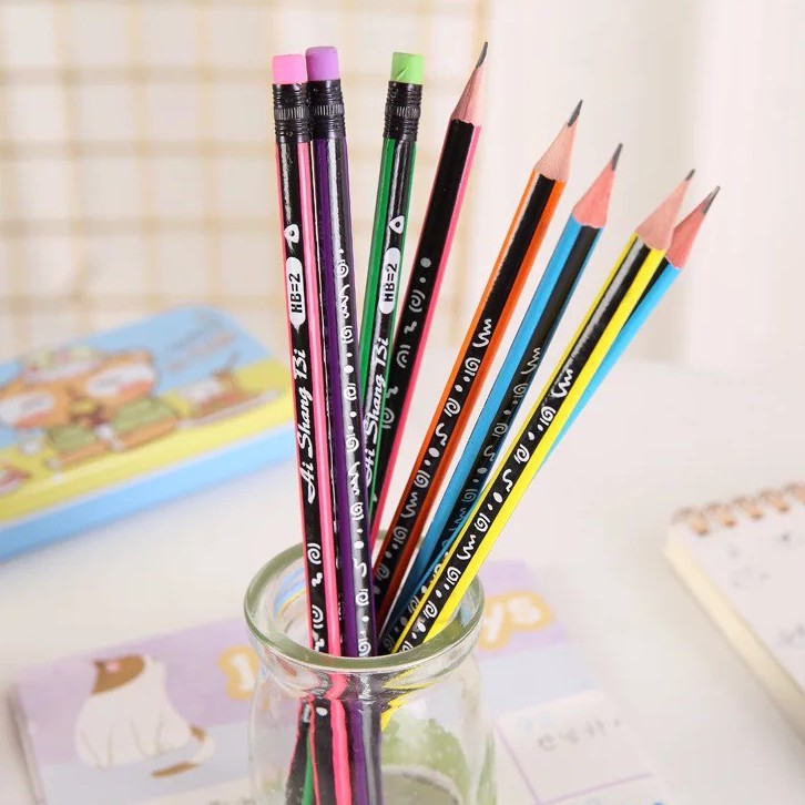 

[JS] PENSIL MENULIS INCLUDE PENGHAPUS / PENSIL WARNA-WARNI / PENSIL MENULIS UNIK / PENSIL PENGHAPUS