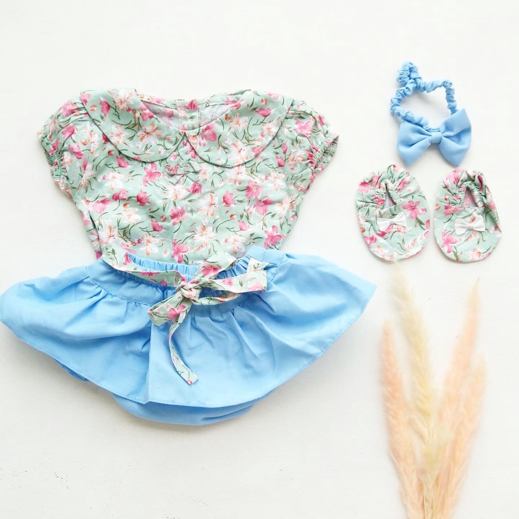 TALITHA / AUDREY/ FLORIDA / EUNJI / VALENTINA / DOMINIKA  Baju Jumper Bunga Bandana Sepatu Pergi Lucu Fashion Anak Bayi Perempuan Cewek Terlaris Lucu-olive green EUN JI