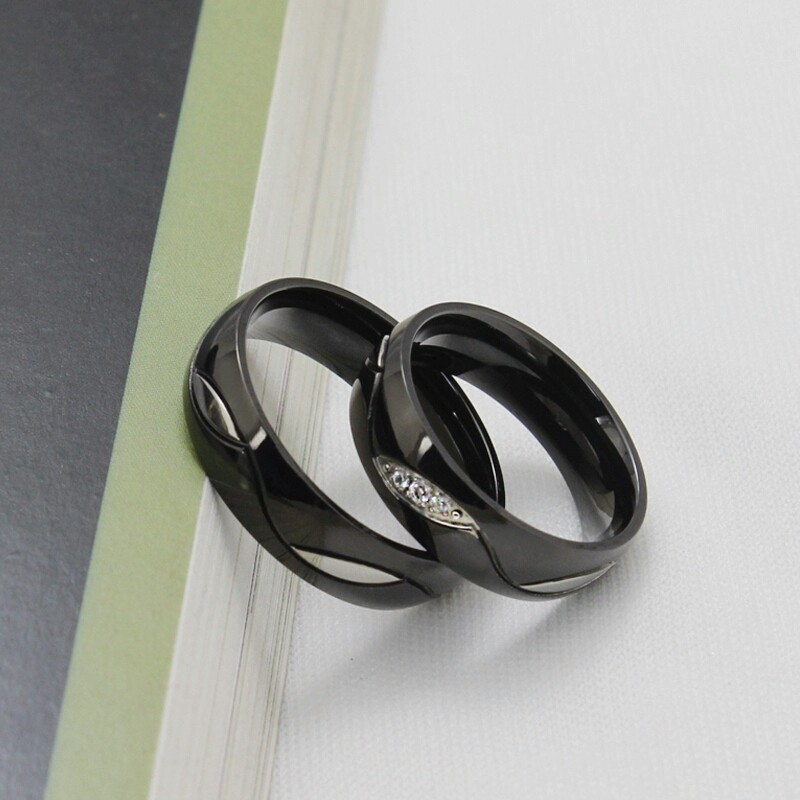 Cincin Couple / Tunangan / Nikah / Pasangan / Titanium Hitam C017B