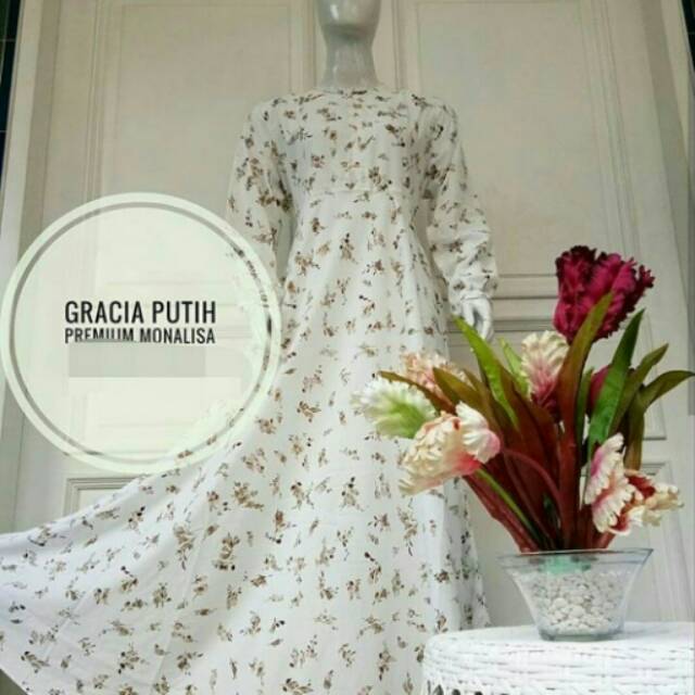 Gamis dress Gracia putih Syari