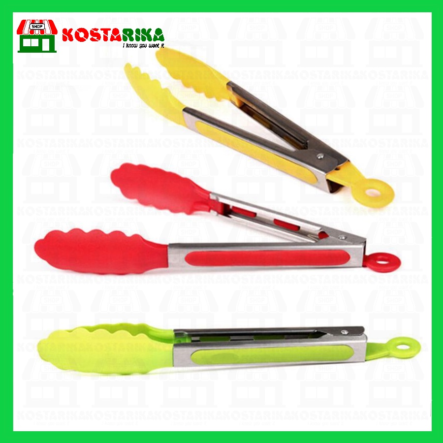 KOSTARIKA Penjepit Makanan BBQ Salad Anti Slip Stainless Steal