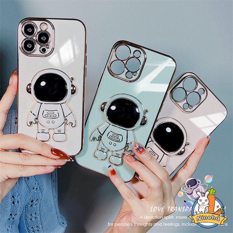 Soft Case TPU Motif Astronot Untuk Samsung A12 A72 A52 A52s A71 A51 A50 A50s A30s A20 A30 M12 S20 S21 FE S22 Ultra Plus Astronaut Electroplate Phone Case Soft TPU Silicone Case Shockproof Drop Resistance Protective Cover