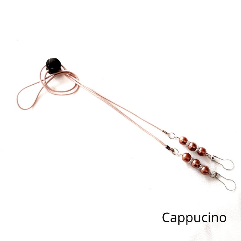 KALUNG MASKER 2 IN 1 MUTIARA / KONEKTOR SEKALIGUS STRAP MASKER HIJAB-KM Cappucino