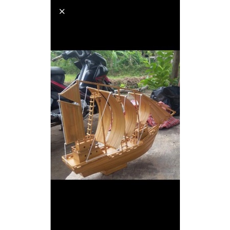 miniatur / kapal miniatur minimalis harga murah kualitas terbaik bahan bambu kayu mainan anak kapal 