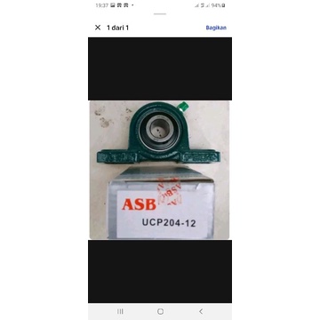 Bearing Pillow block UCP 204 -12 ( 19,05mm) ASB