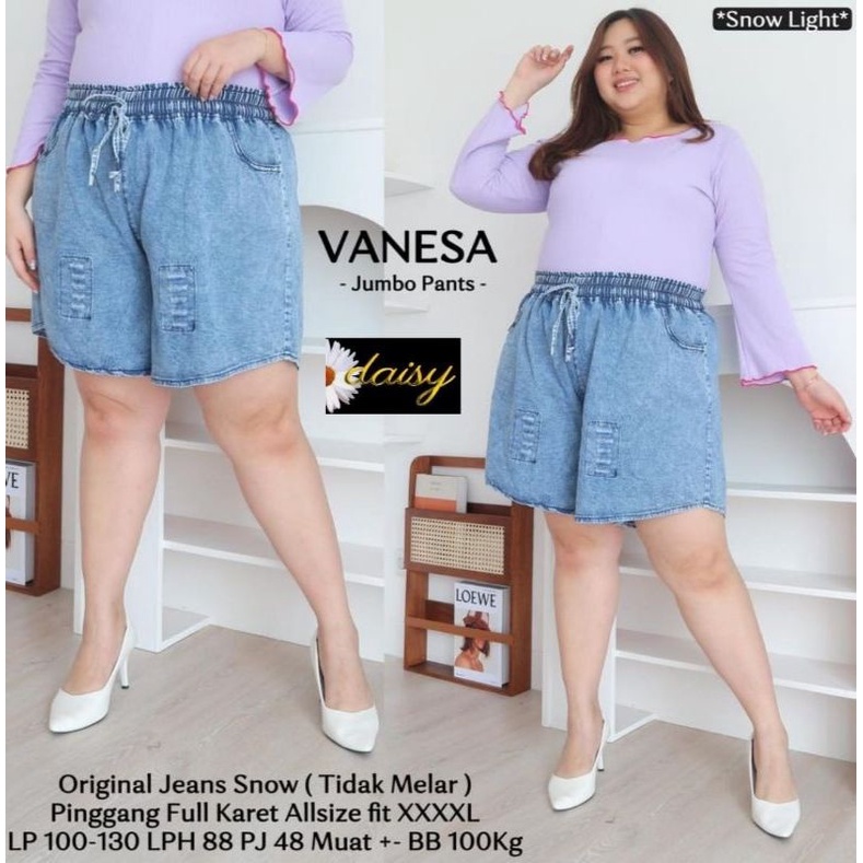 CELANA PENDEK WANITA / HOTPANTS JUMBO JEANS DENIM ORIGINAL BB 100KG