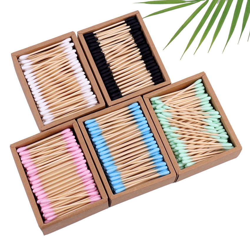 Biode Cotton Buds Korek Kuping 200PCS Kualitas Bagus Grade A tidak mudah bengkok Kapas Asli Batang dari Bambu Koton But Cotonbut KotonBut Kotonbud CotoonBut Cotoonbud Cotonbud pembersih telinga Curek kotoran telinga Grosir Murah kwalitas bagus