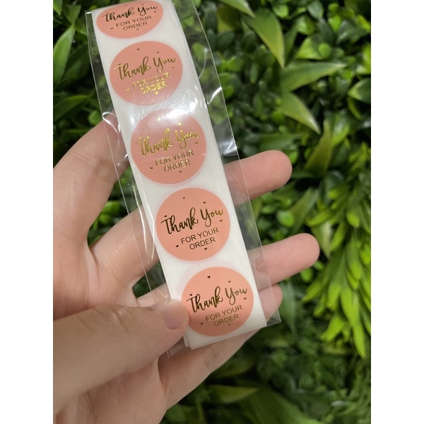 (50pcs) Stiker Thank You Bulat size 2,5cm / Thank You stickers Olshop etc-Tyfo peach emas