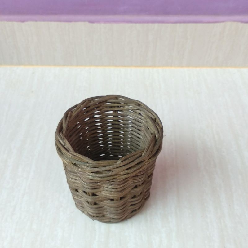 Keranjang rotan bulat motif parcel seserahan sovenir murah 10x10x10 cm