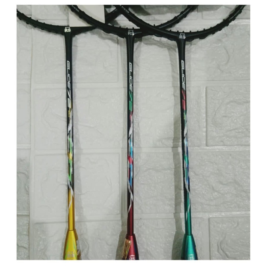 Raket Badminton Rs Glide 72 Merah/Gold/Jade +Senar Full Set Original