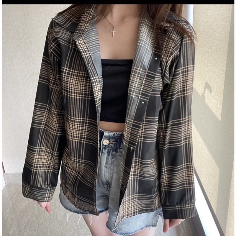 MF KEMEJA KOTAK GUILEN XL/XXL Baju Pakaian Atasan Wanita Perempuan Cewek Dewasa Remaja Abg terbaru 2022 kekinian-5