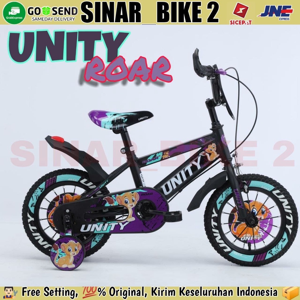 Sepeda Anak Laki BMX UNITY ROAR Ban Warna Ukuran 12 16 &amp; 18 Inch