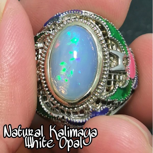 CINCIN BATU AKIK PERMATA NATURAL KALIMAYA KRISTAL WHITE OPAL WELO Ist 10