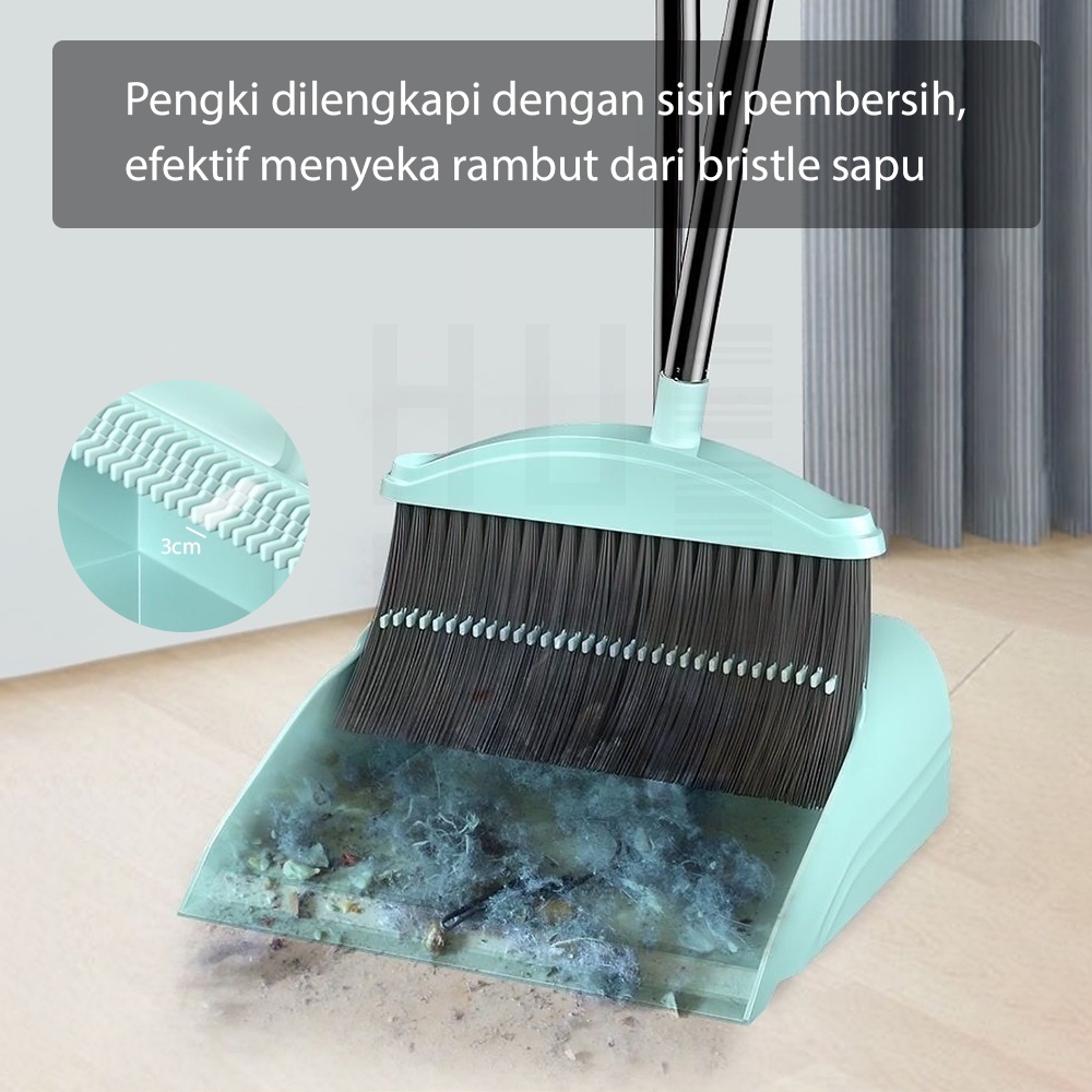 HUGO Broom Set Dustpan Set Sapu Pengki Alat Pembersih Praktis Minty