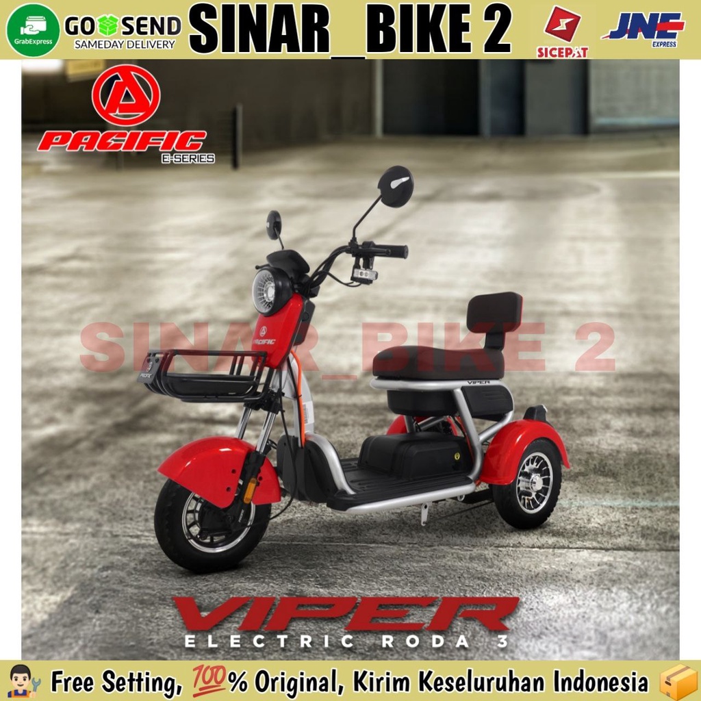 Sepeda Listrik PACIFIC VIPER Electric Tiga Roda E Bike 500 Watt