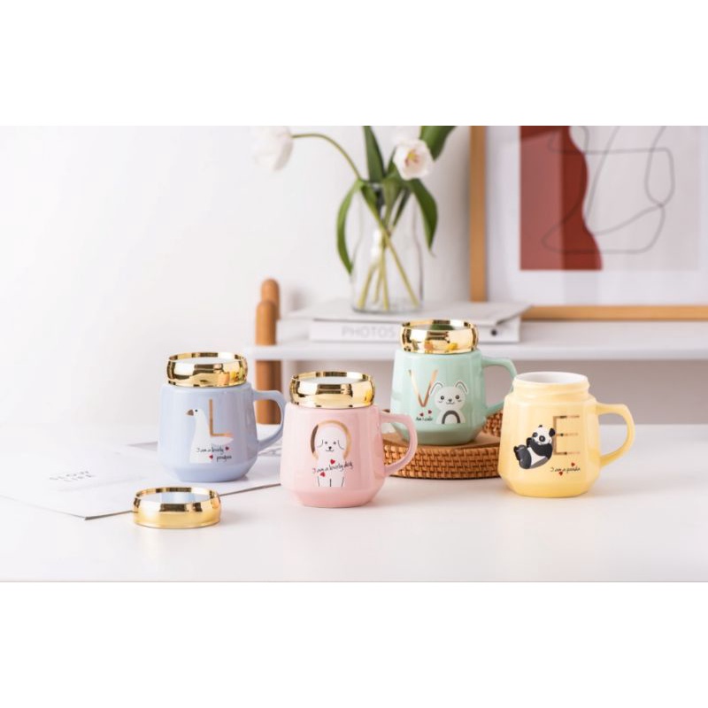 Mug/Gelas/Cangkir Keramik Set Tutup