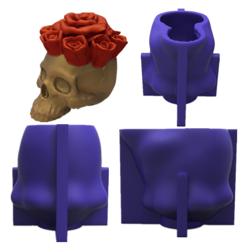 SIY  3D Rose Skull Candle Epoxy Resin Mold Plaster Soap Silicone Mould DIY Crafts Home Ornaments Casting Tools