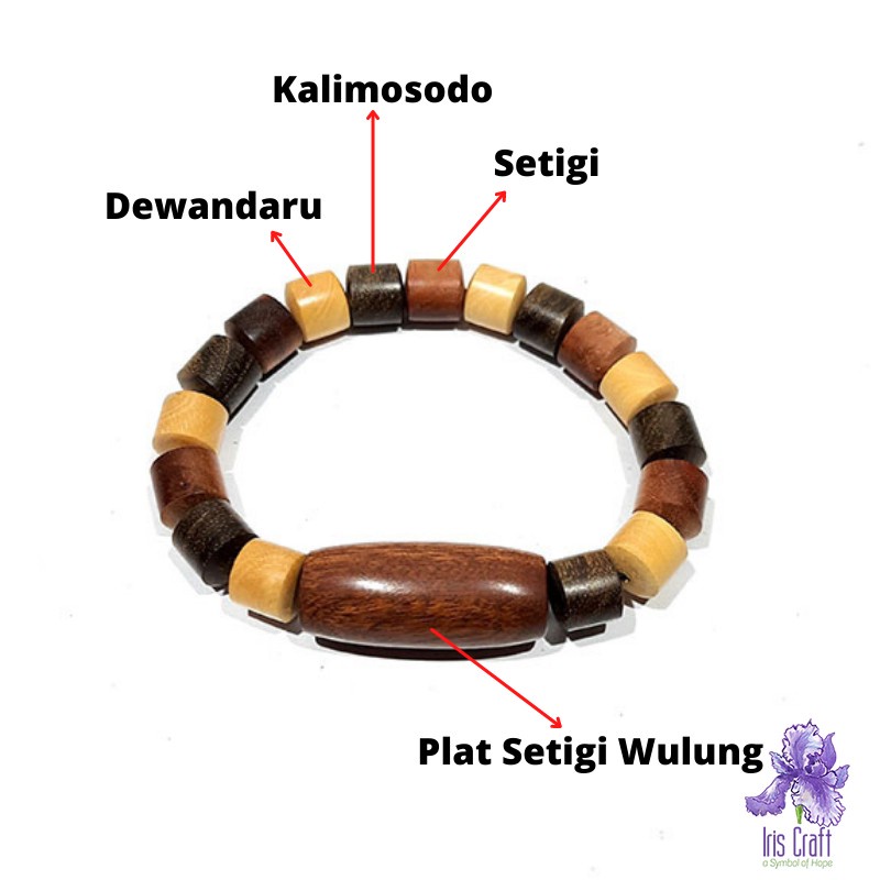 Gelang Campuran Kayu Stigi Dewandaru Kalimosodo model TABUNG PLAT Stigi WULUNG