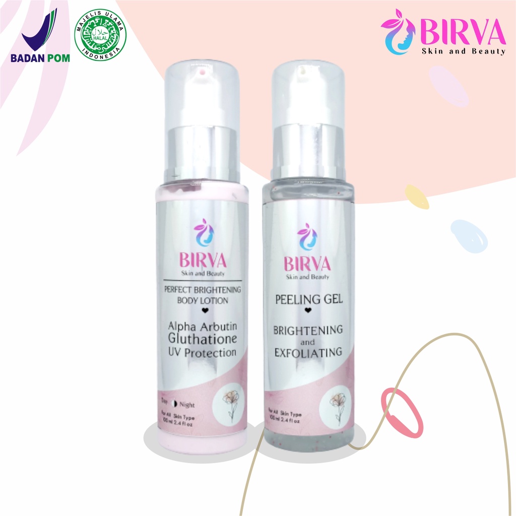 Promo Paket Birva body lotion peeling gel pemutih badan brigtening whitening lotion