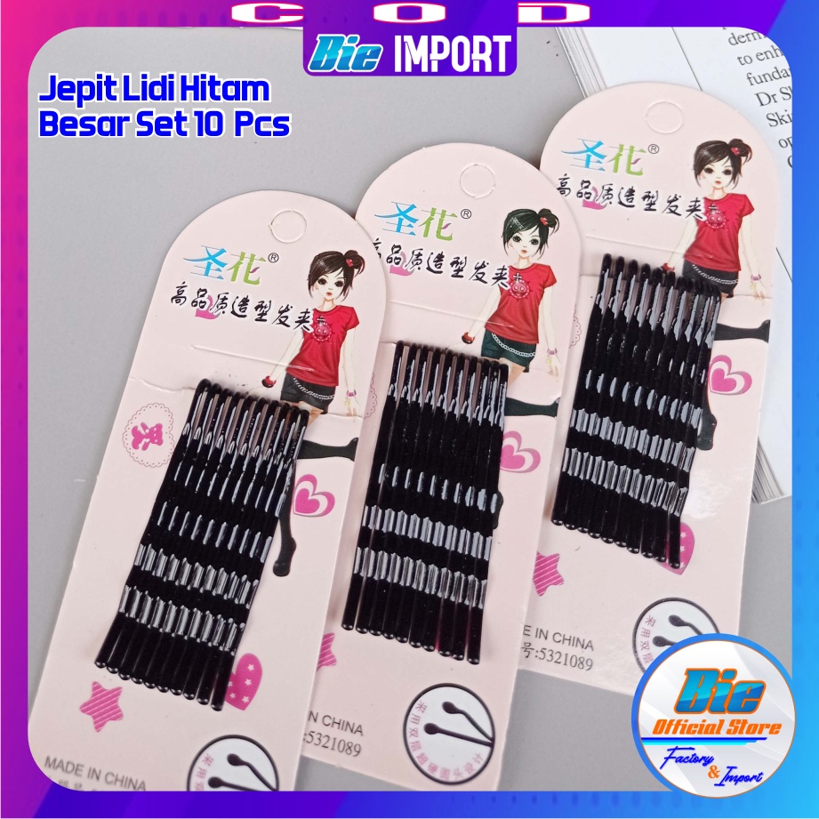 10 Pcs Jepit Lidi Basic Hitam Impor Best Seller