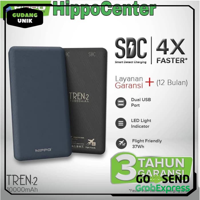 POWERBANK SMART DETECT CHARGING POWER BANK HIPPO TREN 2 10000 MAH JS26