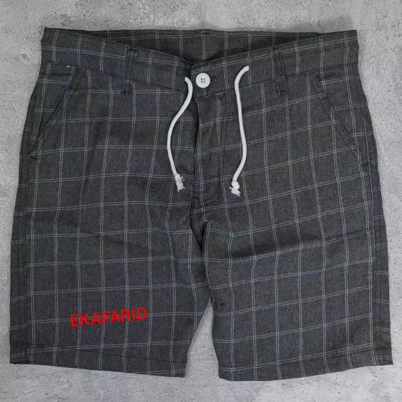 Grosir/Termurah/Terlaris (Abu)Celana Tartan Pendek Kotak2 Yang Lagi Trend Pria/Wanita Ekafaridfadil