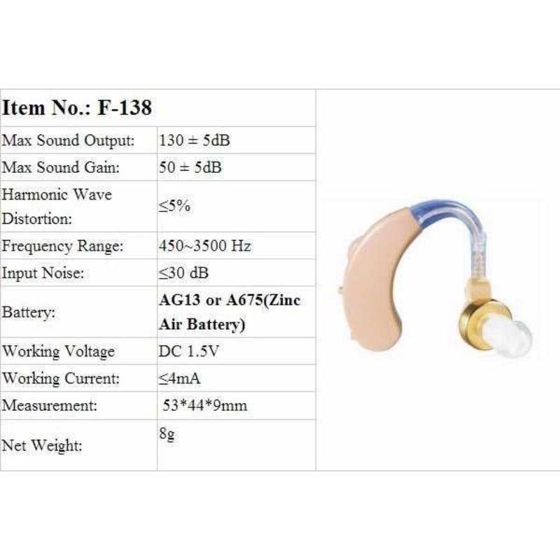 Alat Bantu Dengar Earphone Hearing Aid - TaffOmicron F-139