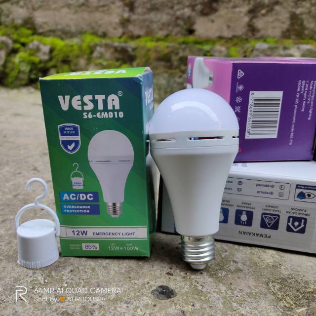 lampu emergency sentuh 12 watt vesta lampu led cas fiting