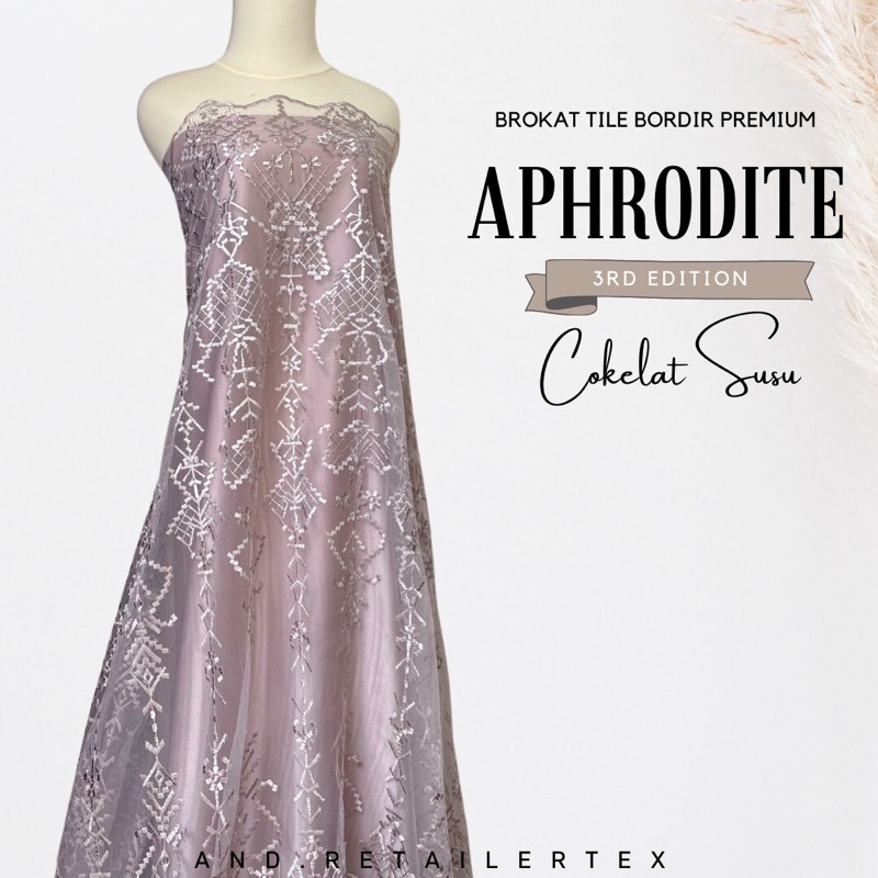 Bahan Kebaya Premium Etnic Tile Bordir Aphrodite warna Coksu Design by Sapto