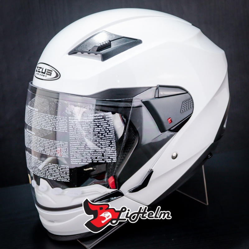 HELM ZEUS 611C SOLID WHITE | ZS 611C FULL FACE DOUBLE VISOR-2