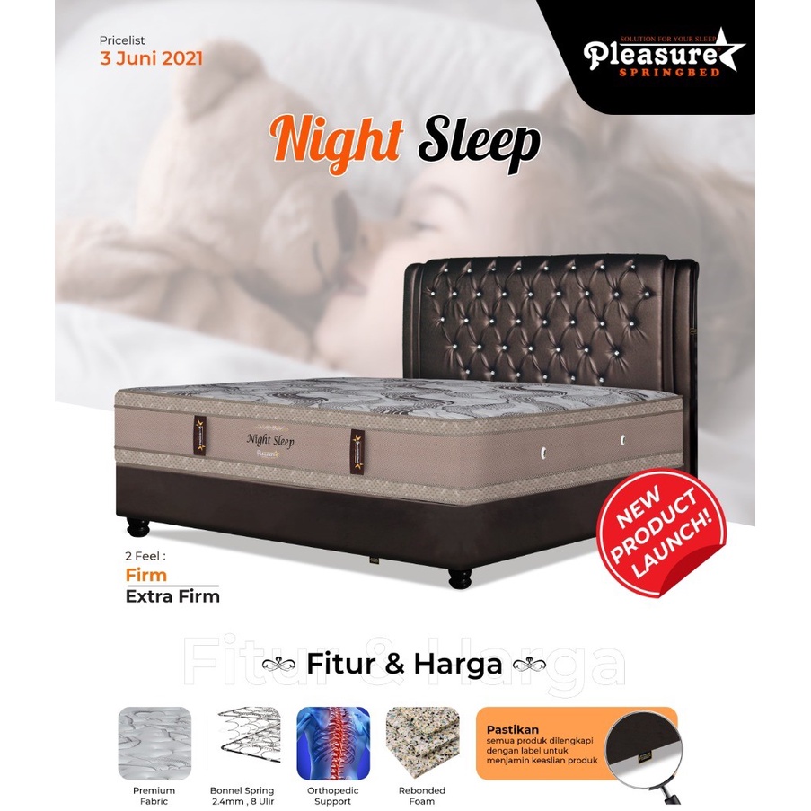 PLEASURE Springbed Orthopedic 2 feel Medium-Firm Night Sleep - Springbed Ortopedik Fullset - Medan