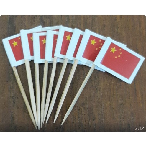 50 pc-Tusuk gigi bendera REPUBLIK RAKYAT TIONGKOK/CHINA-Tooper cake- Hiasan kue tusuk gigi-Topper ma