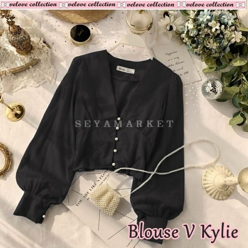 Baju Atasan Wanita Terbaru 2021 Atasan Model Kekinian Atasan Wani RM695 Blouse V Kylie Hitam [Baju