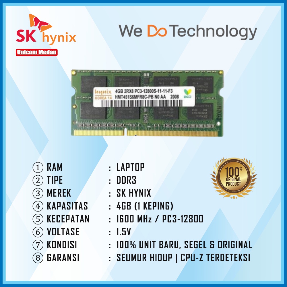 RAM LAPTOP DDR3 4GB 1600MHZ PC3-12800 SK-HYNIX