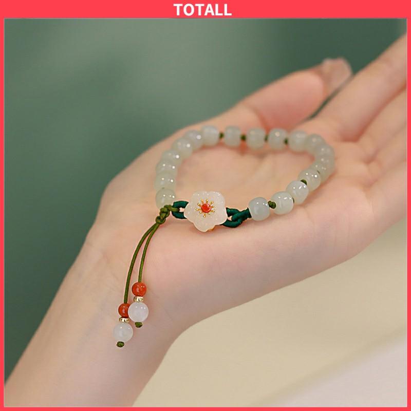 COD Jade Bead Gelang Kecil Peach Blossom Woven Perempuan Desain Niche Mahasiswa Pacar Hadiah-Totall