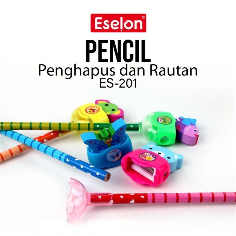 

Pensil 2B Plus Penghapus Rautan 3In1 / 1 Buah Pensil 3In1 Eselon 201