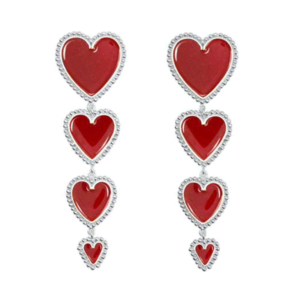 Hu Hu Hu Hu Hu Alat Bantu Pasang Kacamata♡ Anting Tusuk Gantung Statement Wanita Desain Hati Ganda Untuk Pesta