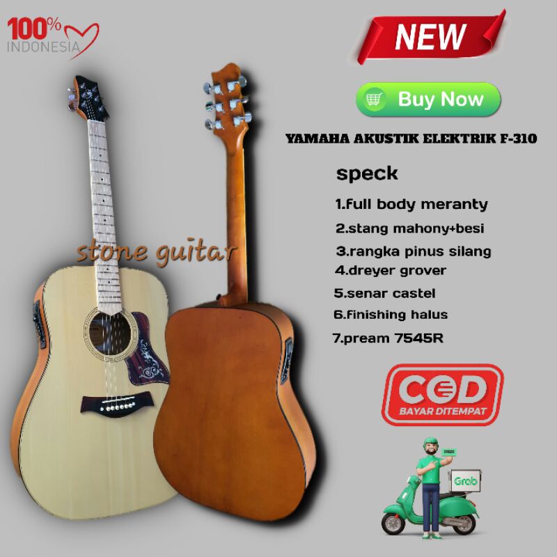 Gitar akustik elextrik jumbo yamaha f-310
