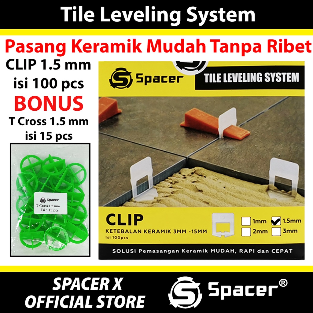 Clip 1.5 mm Tile Leveling System Alat Perata Nat Keramik Granit Klip Nat Keramik
