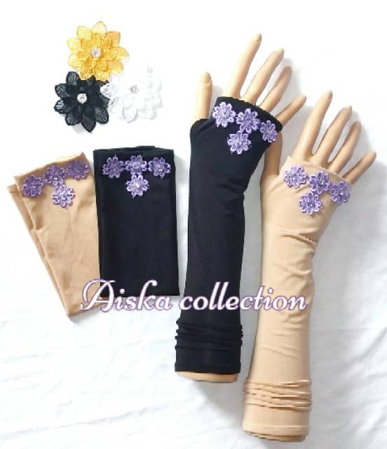 Handshock jempol FLOWERs UNGU MUDA/mangset tangan jempol /renda ungu muda /manik_manik