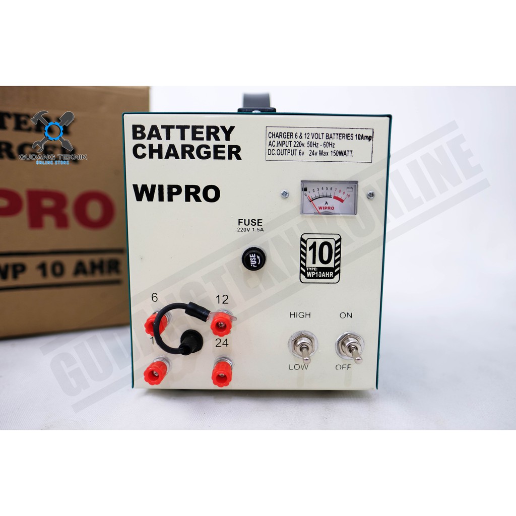 Charger Aki Mobil Motor WIPRO / Baterai Charger 10AH / Cas Accu 10 AH