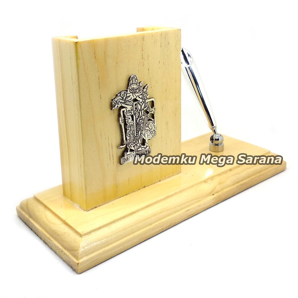 Tempat Bolpoin + Kartu Nama Kayu Wayang Rama Shinta 16x7x12 cm