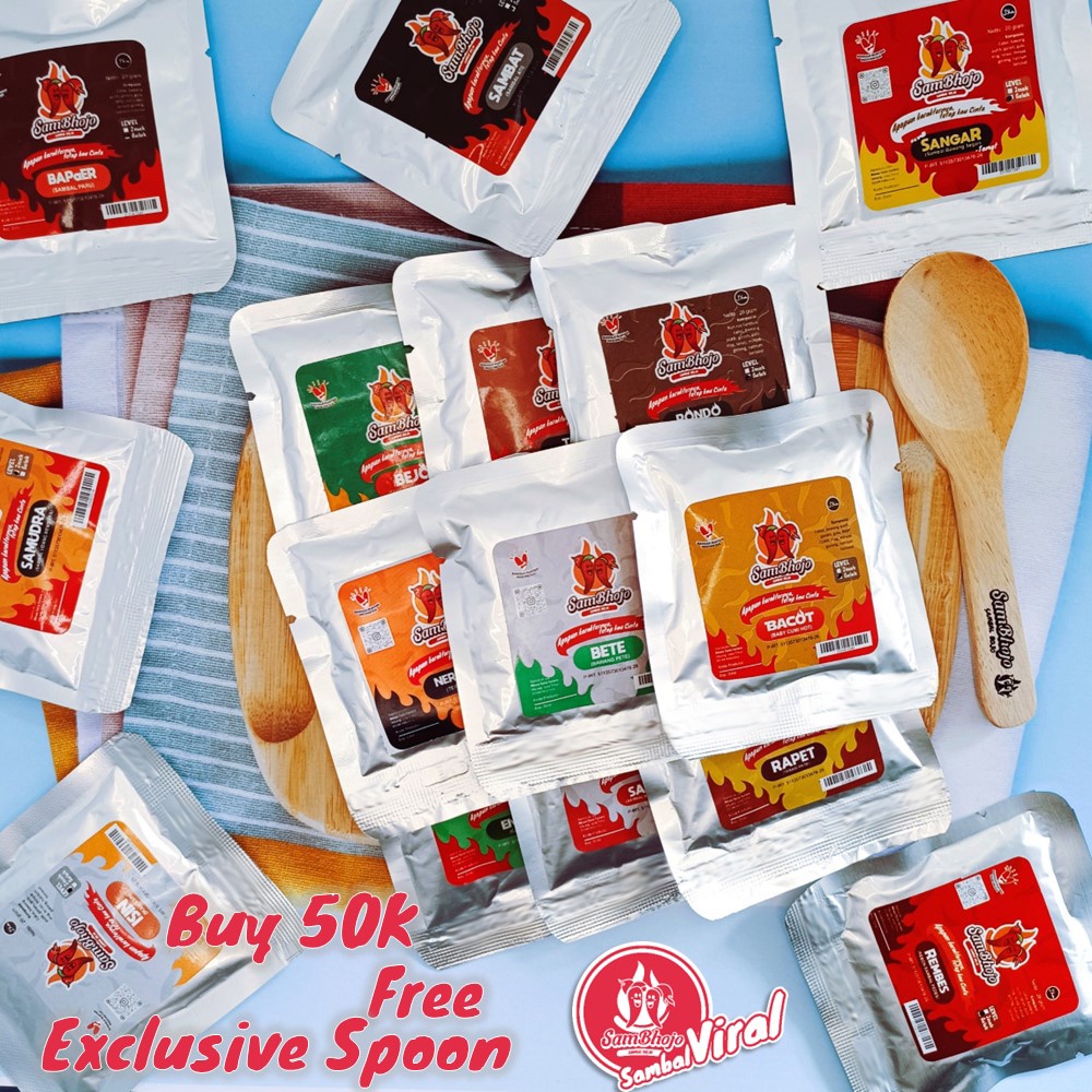 Sambal Viral Sachet 20gr, Sambal Baby Cumi, Sambal Teri Medan, Sambal Bawang, Sambal Terasi, Sambal Udang, Sambal Pete, Sambal Paru, Sambal Roa Manado, Sambal Rebon, dll